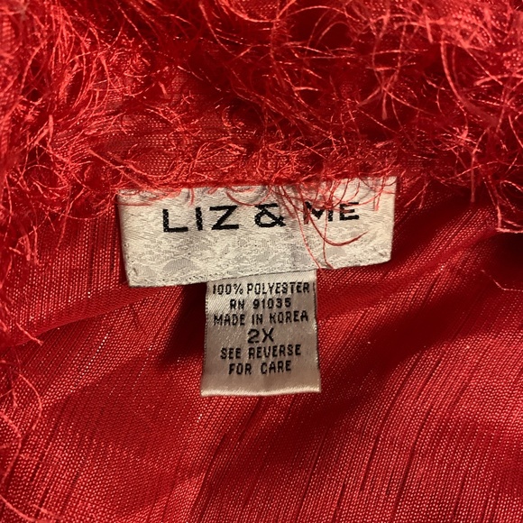 NWOT LIZ & ME WOMEN'S PLUS SIZE 3X JACKET TOP EYE LASH FUZZY CORAL BOHO HOLIDAY - Picture 10 of 13